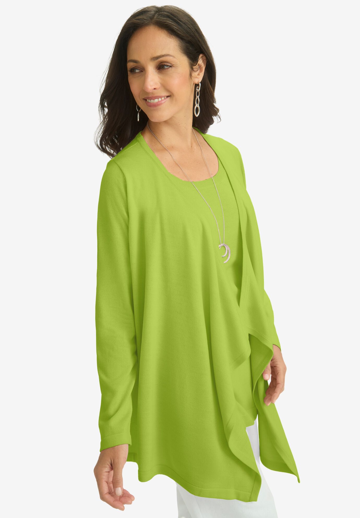Flyaway Cardigan, DARK LIME, alternate image number 2