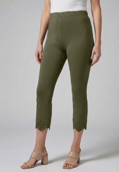 Stretch Cotton Eyelet Capri Legging