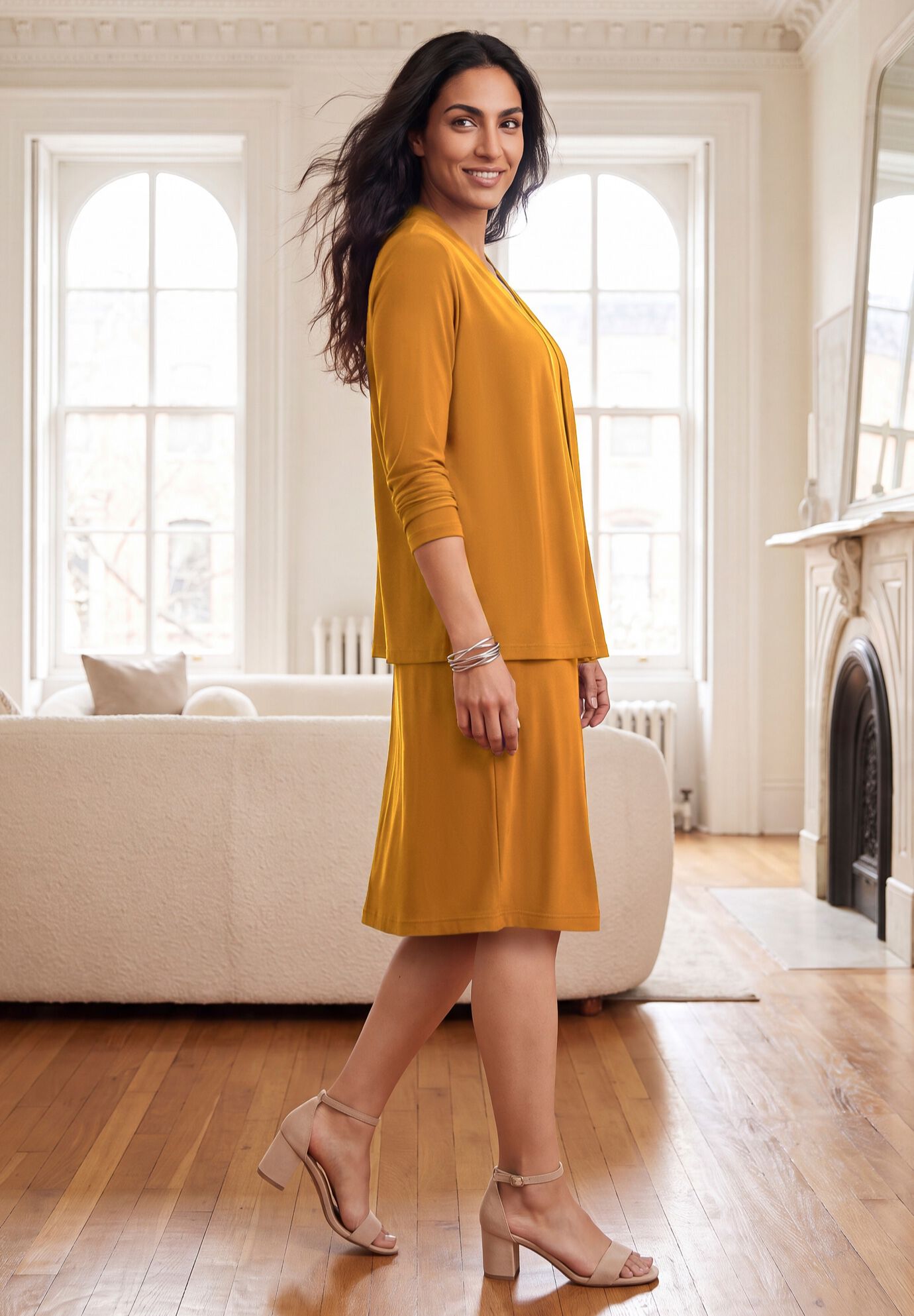 Stretch Knit 4-Piece Wardrober, RICH GOLD, alternate image number 3