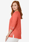 Embroidered Notch Neck Tunic, , alternate image number null