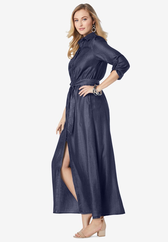 Denim Maxi Dress, , alternate image number 2