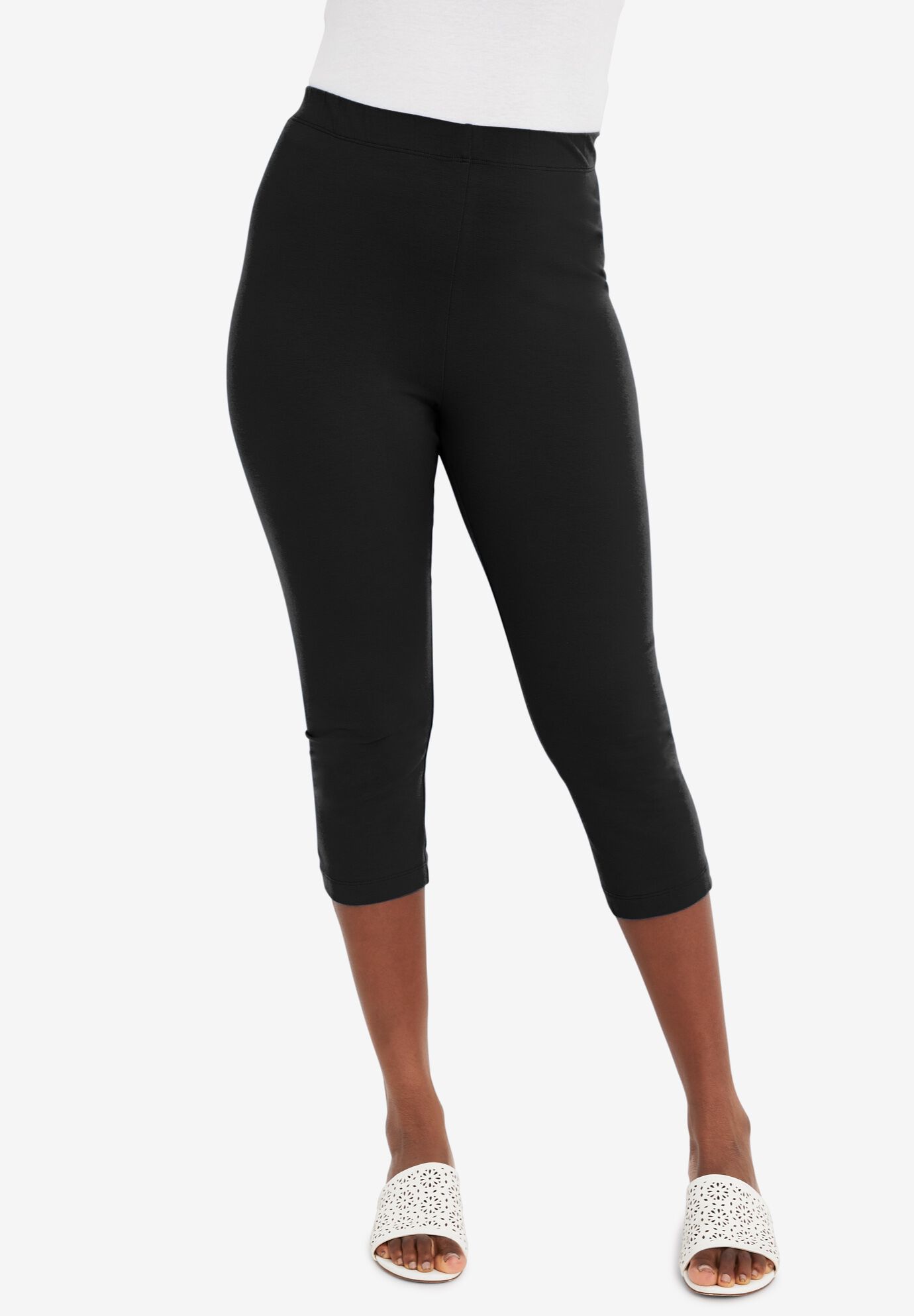 Woman within capri leggings store