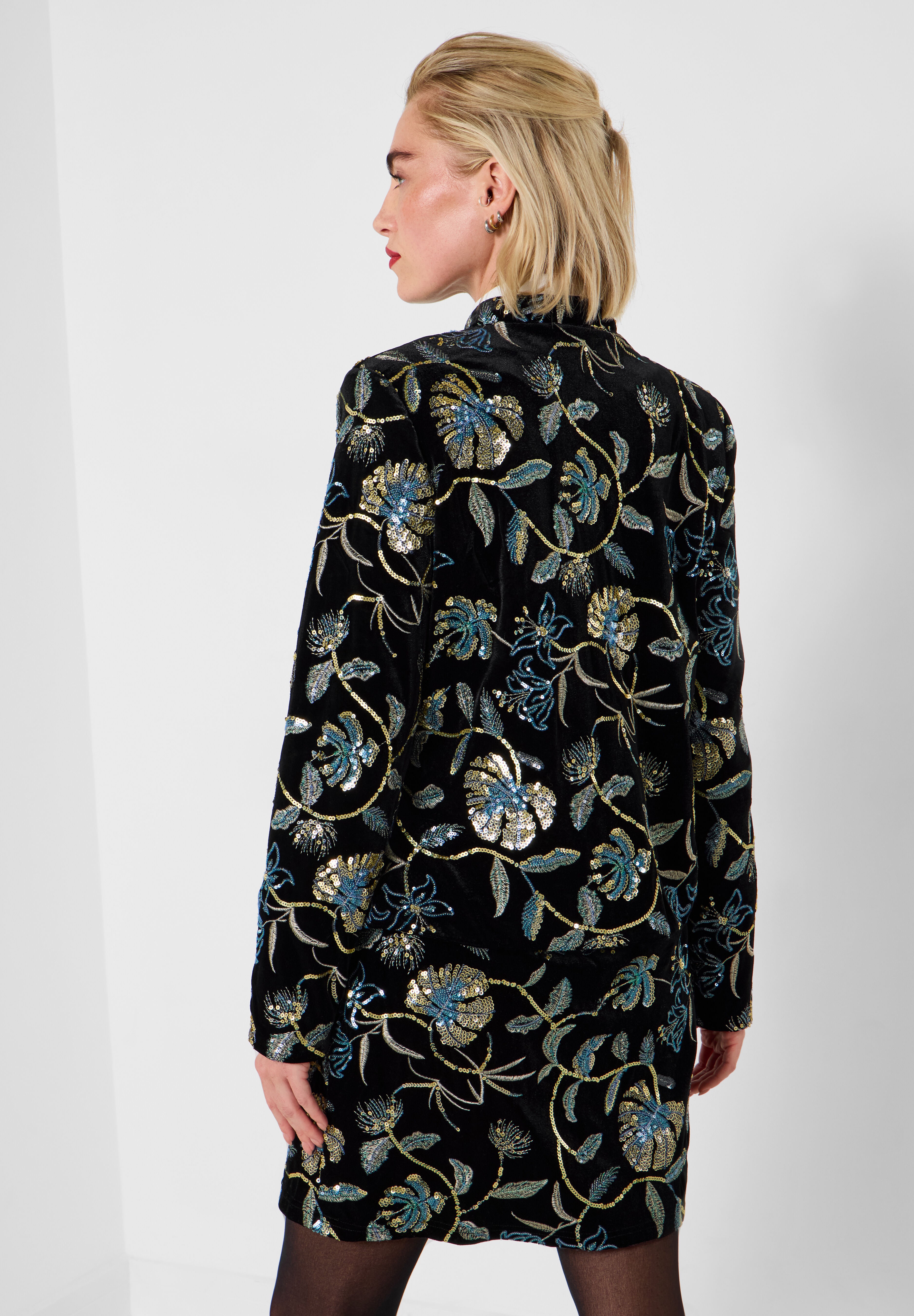 Sequin Lady Jacket, GOLD FLORAL SEQUIN, alternate image number 3