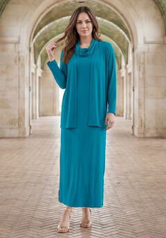 2-Piece Cowlneck Jacket Dress