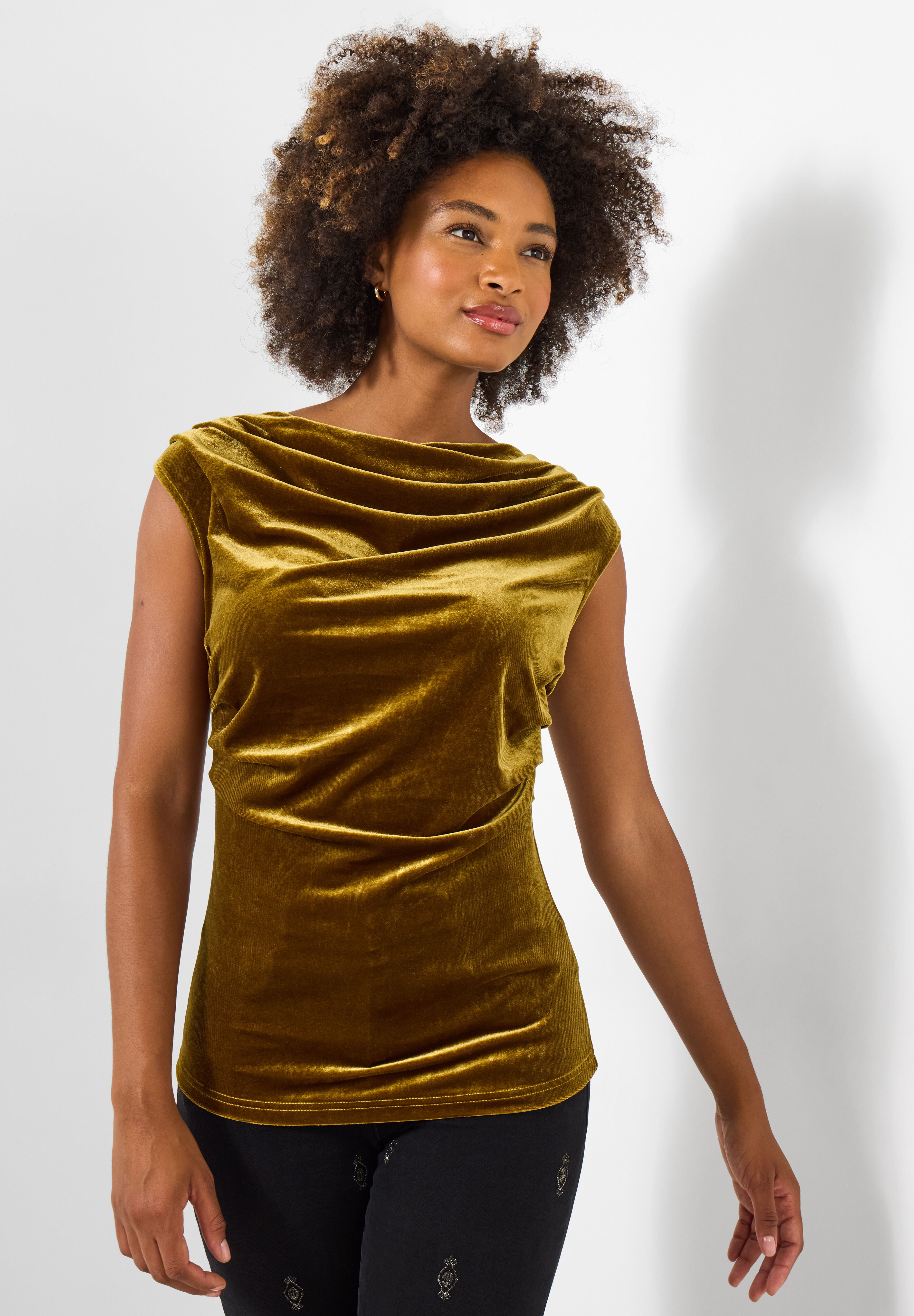 Velvet Cowlneck Top