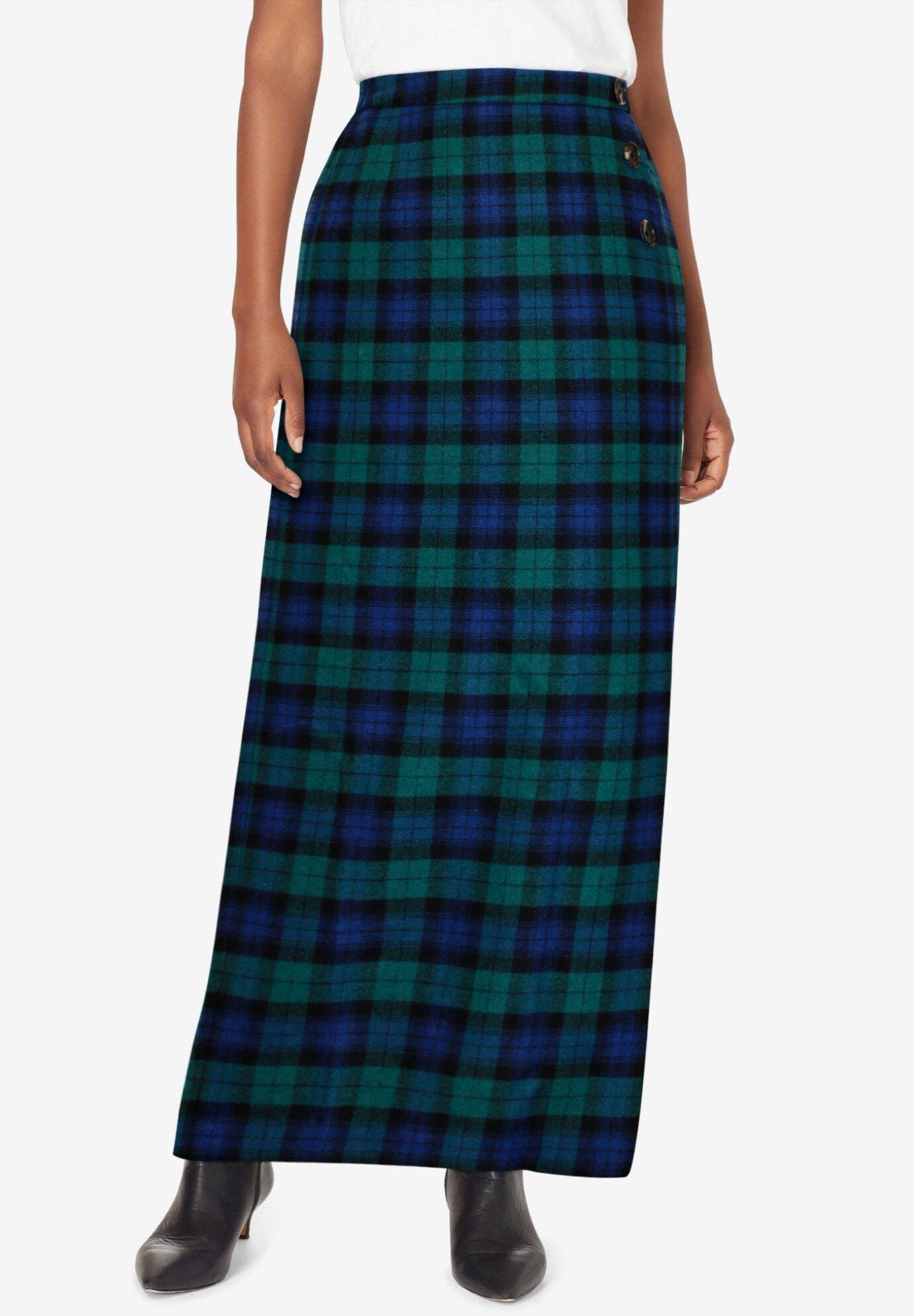 Button top wool skirt