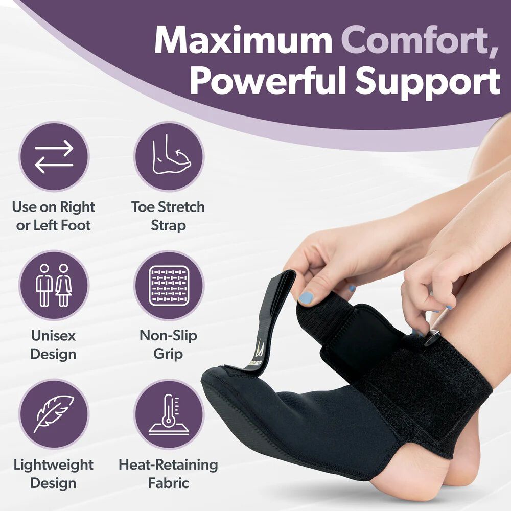 Plantar Fasciitis Night Sock Splint, BLACK, alternate image number 5