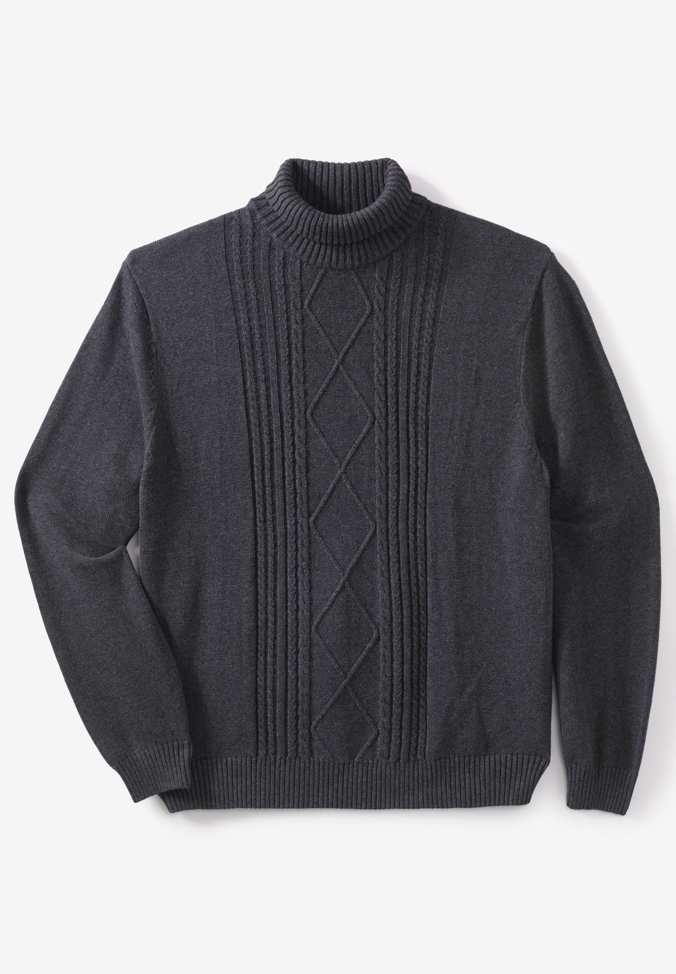 Shoreman's Cable Knit Turtleneck Sweater, HEATHER NAVY, hi-res image number 0