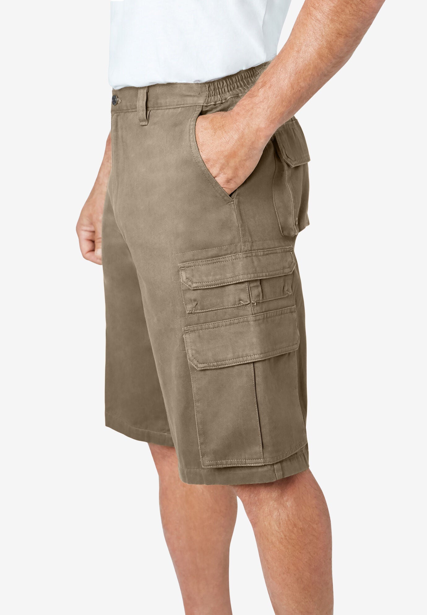 Boulder Creek by Kingsize Mens Big /& Tall 12 Side-Elastic Stacked Cargo Pocket Shorts