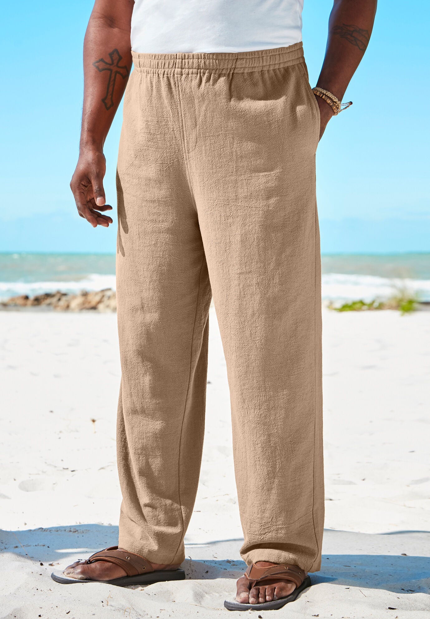 Mens gauze beach clearance pants
