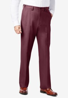 Relaxed Fit Wrinkle-Free Expandable Waist Plain Front Pants