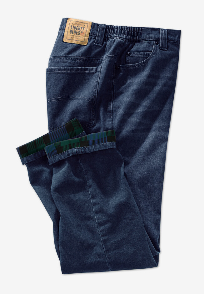 Flannel-Lined Side-Elastic Jeans