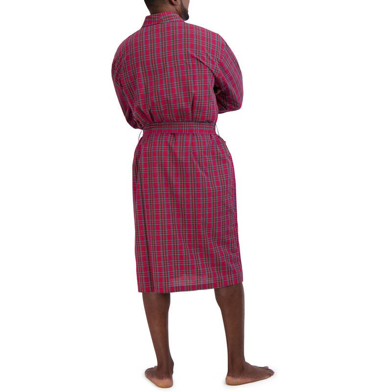 Shawl Collar Robe, RED PLAID, on-hover image number 1