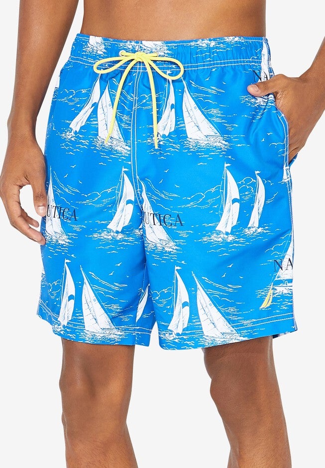 Nautica® Sailboat Swim Trunks, SPINNER BLUE, hi-res image number 0