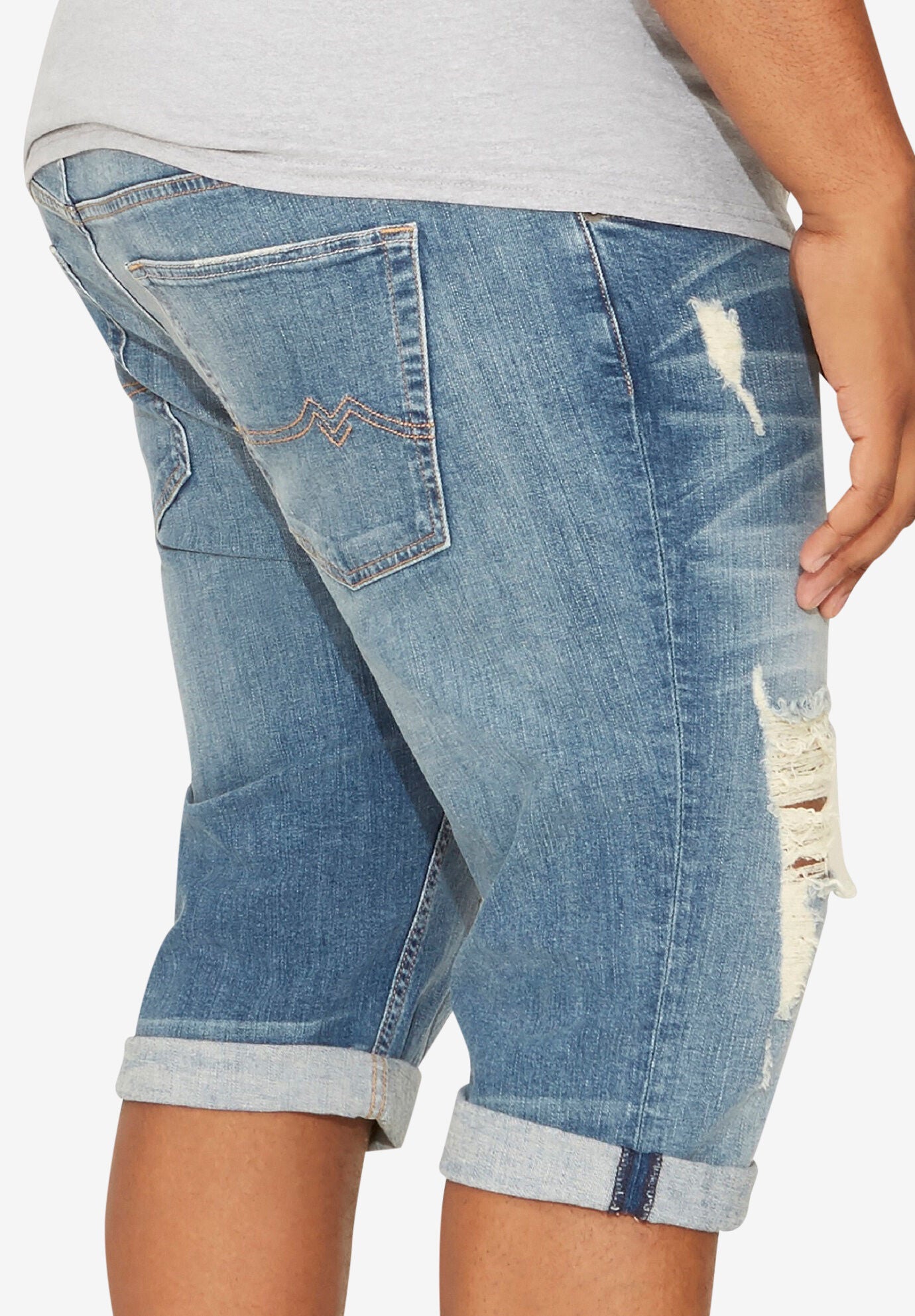 Comfort-Stretch Denim Shorts, , alternate image number 1