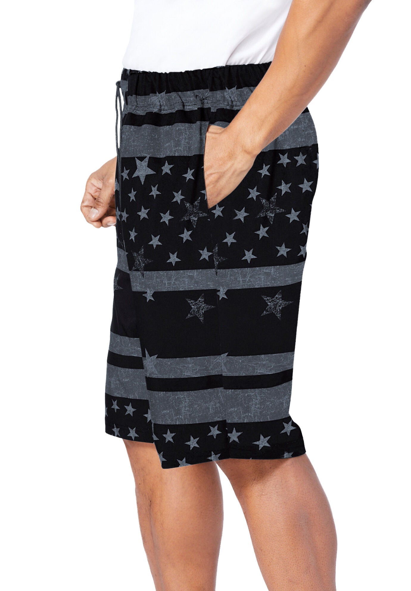 Basic 8 inches 4-way Flex Swim Trunk, BLACK GREY FLAG, alternate image number 3