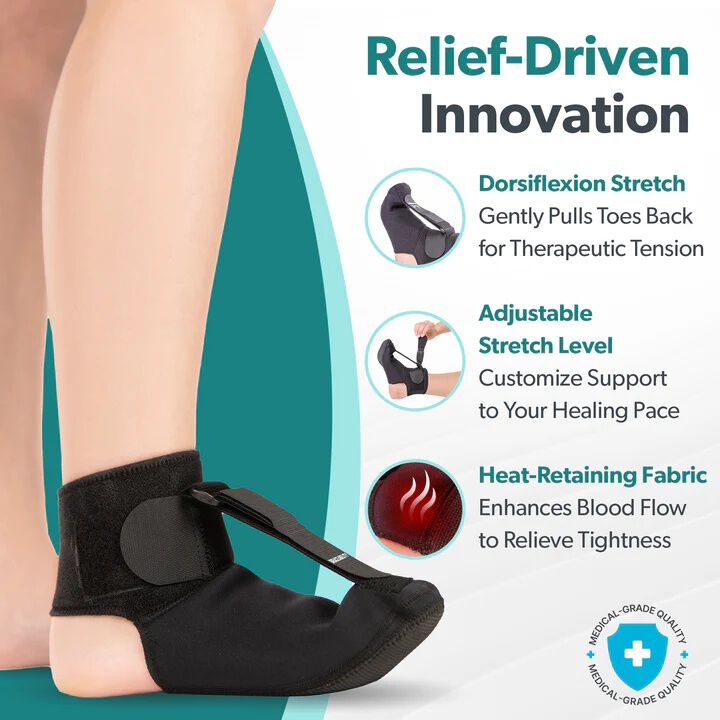 Plantar Fasciitis Night Sock Splint, BLACK, alternate image number 3