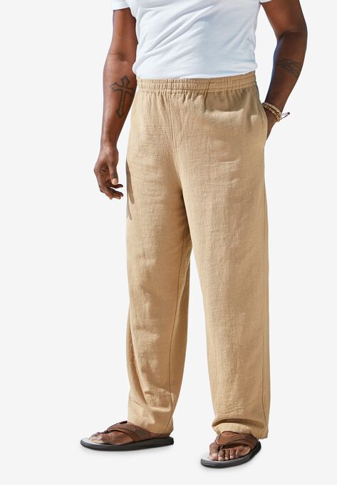 Elastic Waist Gauze Cotton Pants Plus Size Activewear Woman Within