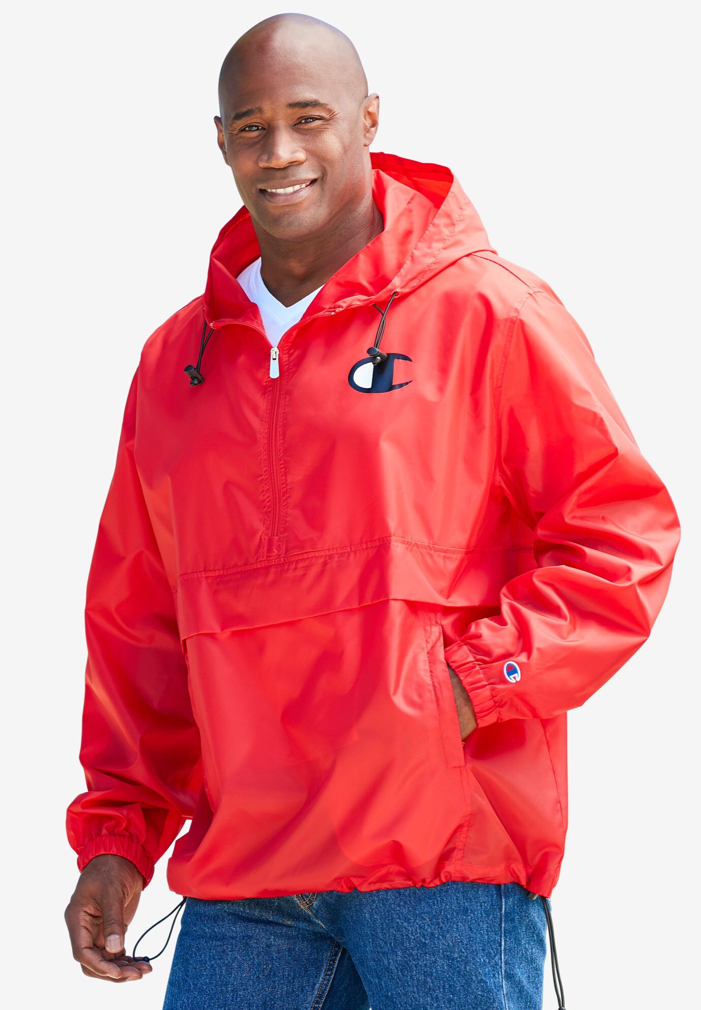 Champion&reg; Hooded Lightweight Anorak Jacket', RED, hi-res image number 0