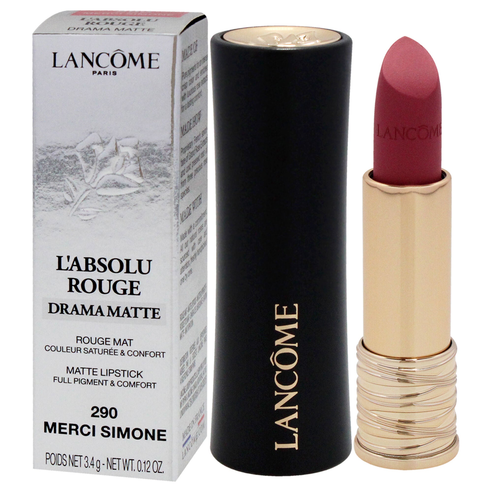 LAbsolu Rouge Drama Matte Lipstick - 290 Merci Simone by Lancome for Women - 0.12 oz Lipstick, See Description, alternate image number 3