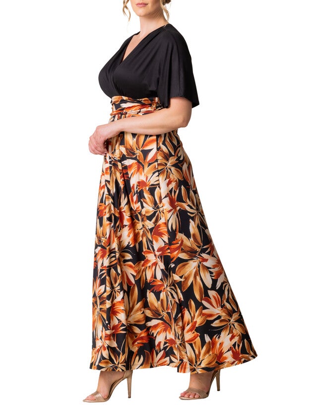 HAVANA COLOR BLOCK MAXI DRESS, HARVEST FEST / Black, alternate image number null