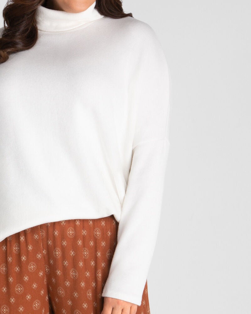 Paris Turtleneck Tunic Sweater, Ivory, alternate image number 2