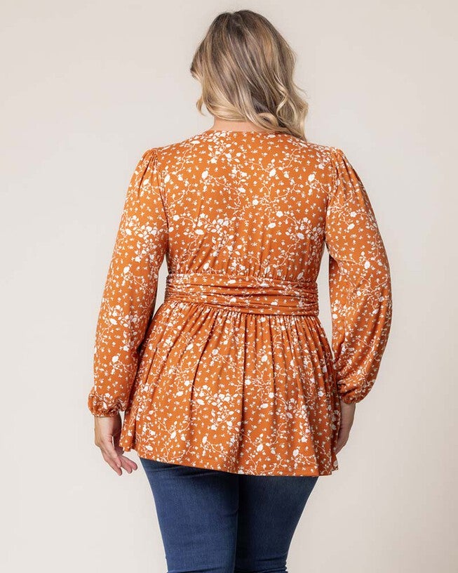Leah Long Sleeve Tunic Top, Amber Vining Florals, alternate image number null