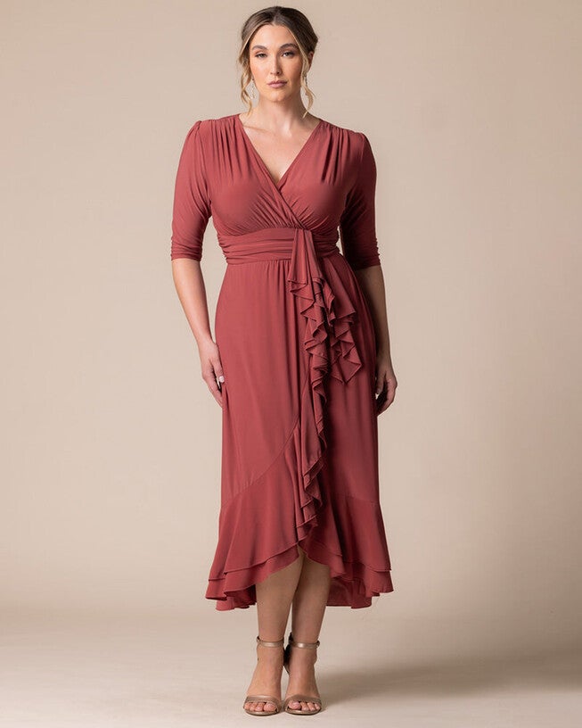 Veronica Ruffled Evening Gown, Rosy Sunset, alternate image number null