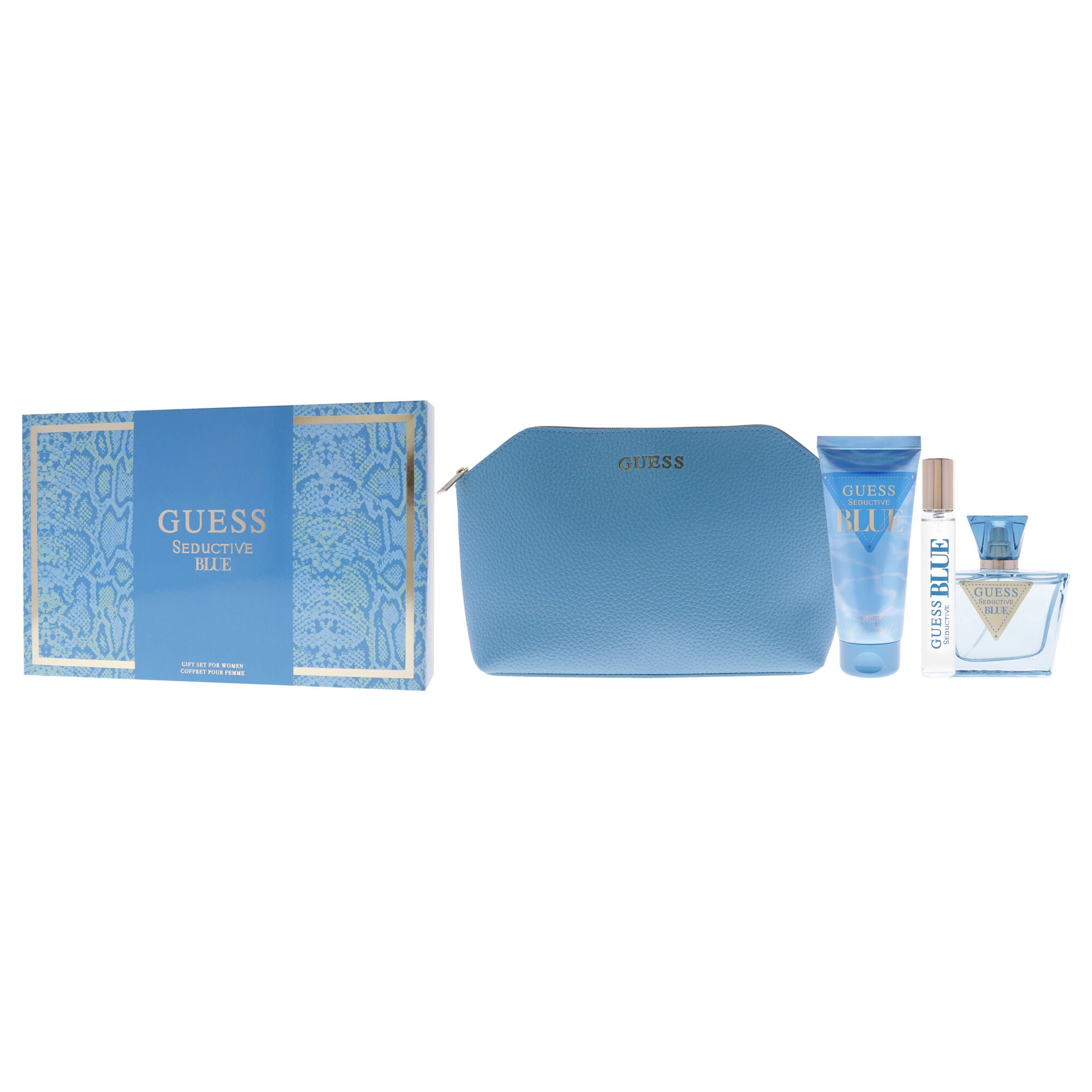 Guess Seductive Blue by Guess for Women - 4 Pc Gift Set 2.5oz EDT Spray, 3.4oz Body Lotion, 0.5oz EDT Spray, Pouch, See Description, alternate image number 3