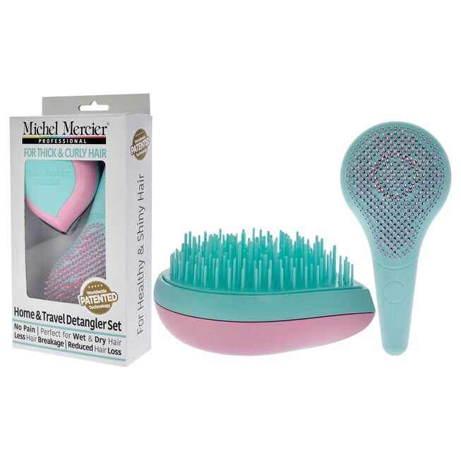 Home and Travel Detangler Set - Thick-Curly Hair by Michel Mercier for Unisex - 2 Pc The Classic Detangler Brush, The Travel Detangler Brush, See Description, alternate image number 2