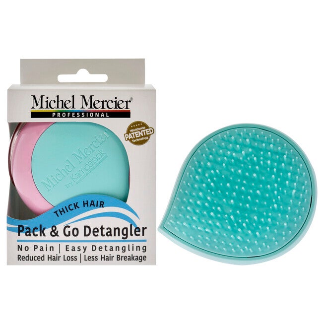 Pack and Go Detangler Thick Hair - Turquoise-Pink by Michel Mercier for Unisex - 1 Pc Hair Brush, See Description, hi-res image number null