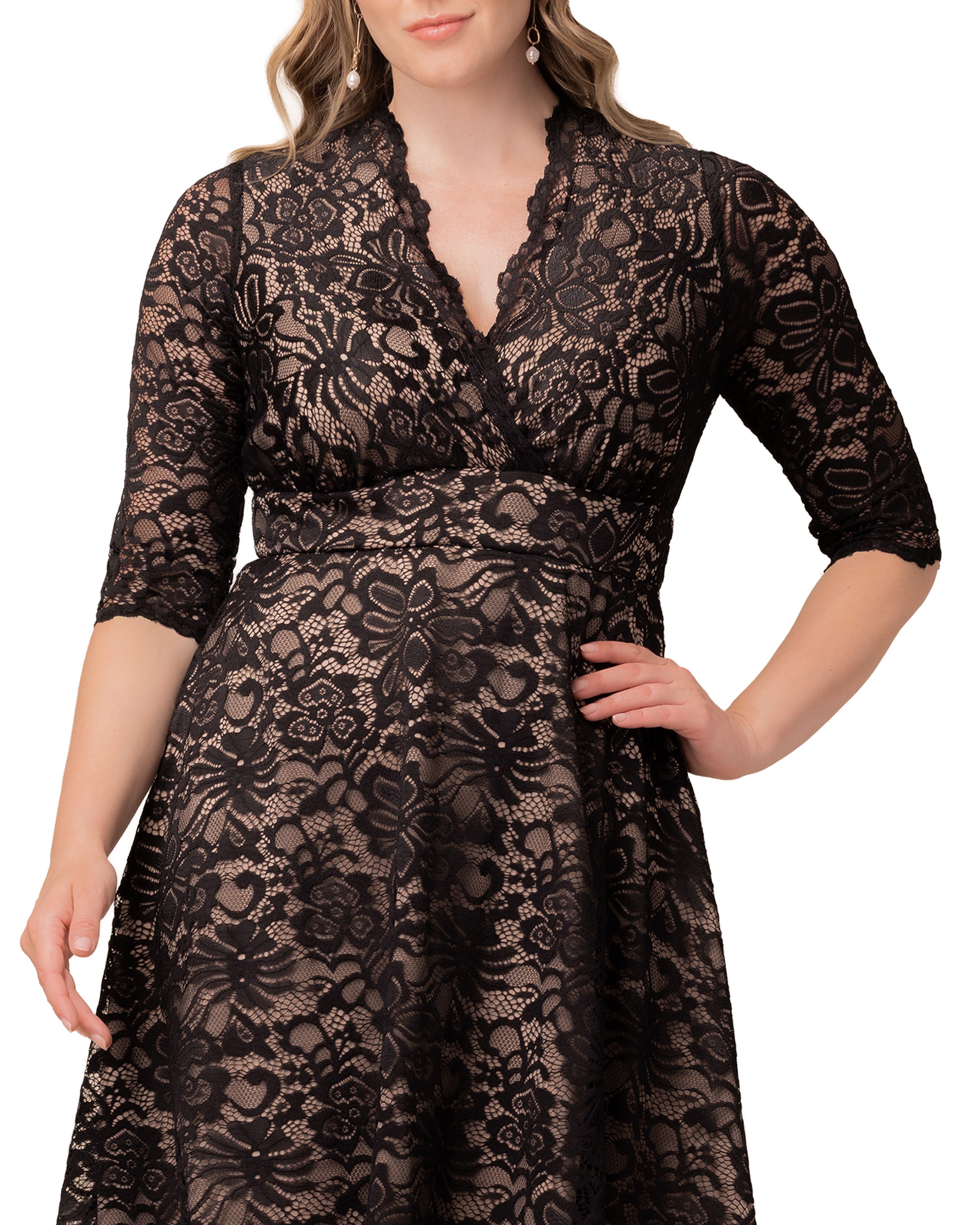 Mademoiselle Lace Cocktail Dress, BLACKNUDE / Black, alternate image number 2