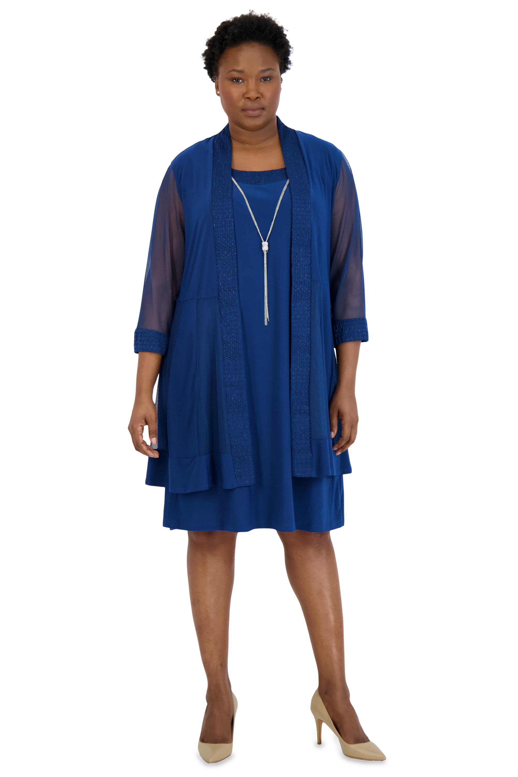 Two Piece Jacquard With Glitter Referee Jacket Dress Woman Within