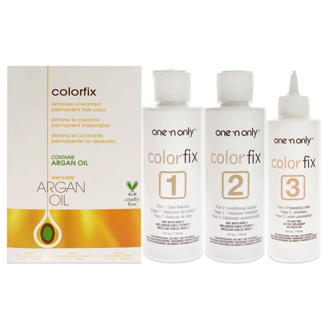 Argan Colorfix Color Remover by One n Only for Unisex - 3 Pc 4oz Color Reducer, 4oz Conditioning Catalyst, 4oz Processing Lotion, NA, hi-res image number null
