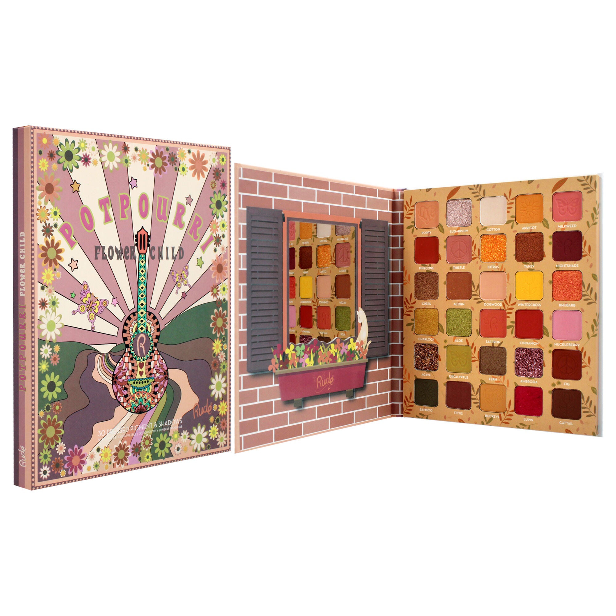 Flower Child 30 Pressed Pigment and Shadows - Potpourri by Rude Cosmetics for Women - 1.058 oz Eye Shadow, See Description, alternate image number 1