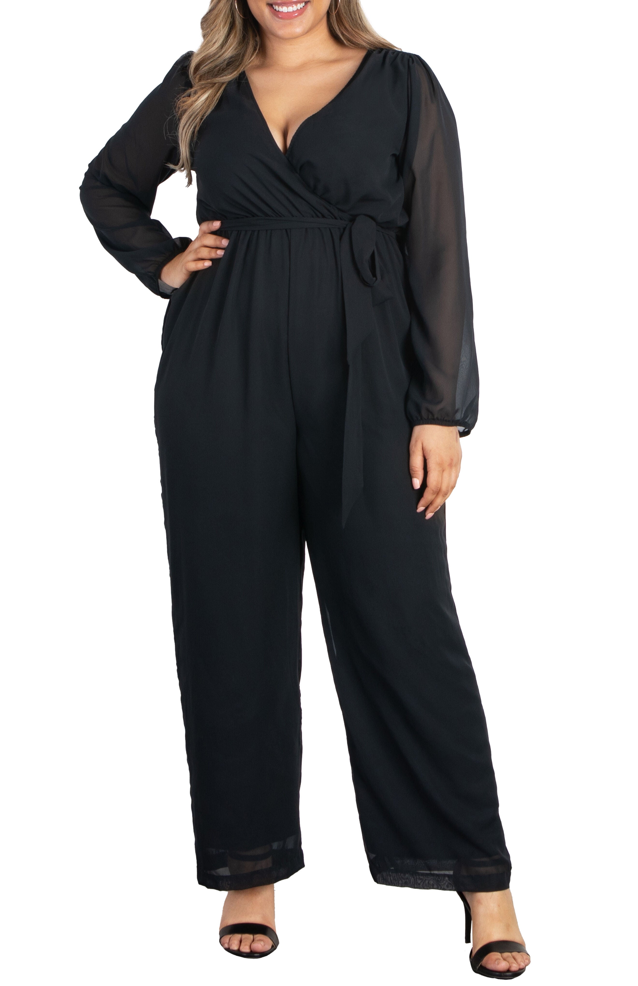Celina Chiffon Jumpsuit, BLACK NOIR / Black, hi-res image number 0