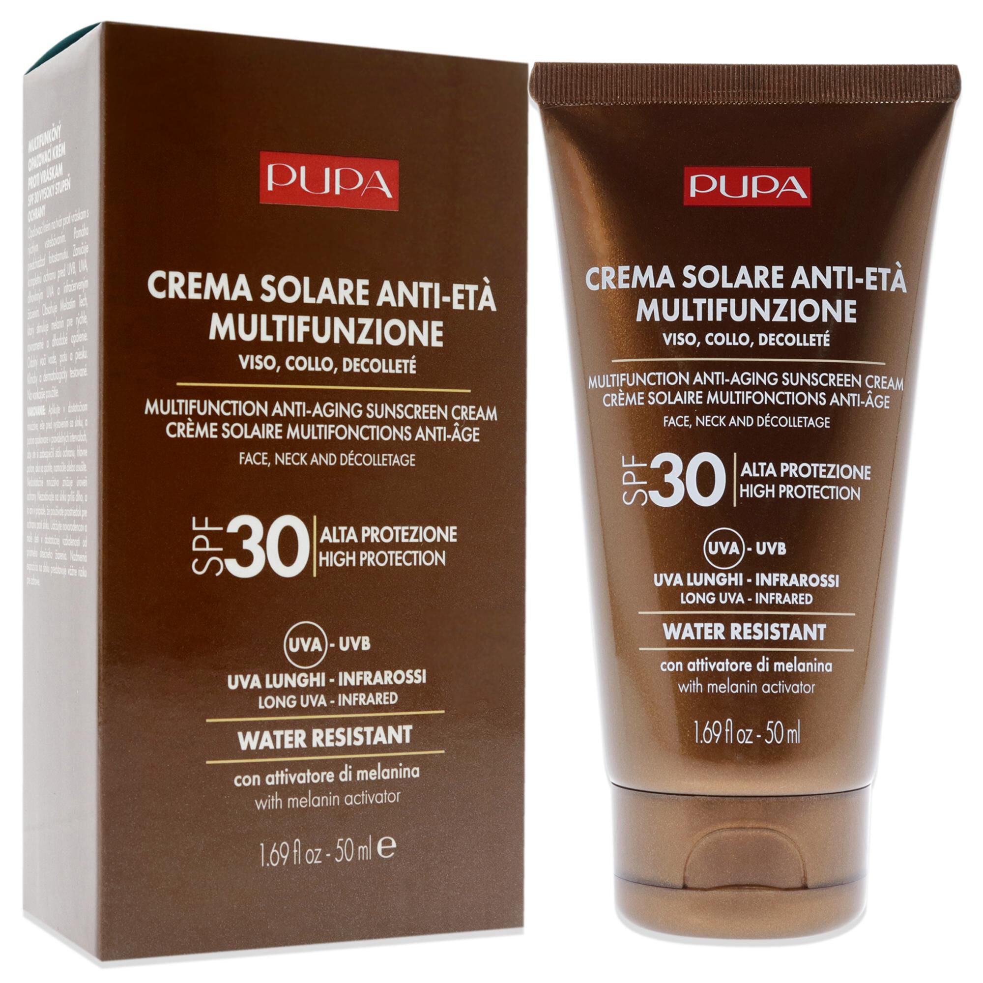 Multifunction Anti-Aging Water Resistant Sunscreen for Face SPF 30 by Pupa Milano for Unisex - 1.69 oz Cream, See Description, alternate image number 1