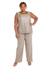 Three-Piece Pant Set with Metallic Lace Detail, , alternate image number null