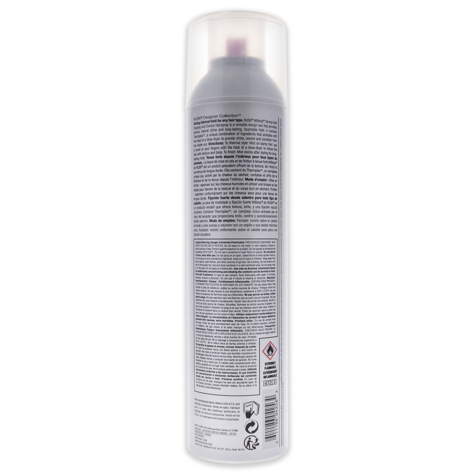 W8less Strong Hold Shaping and Control Hairspray by Rusk for Unisex - 10 oz Hair Spray, See Description, alternate image number 2