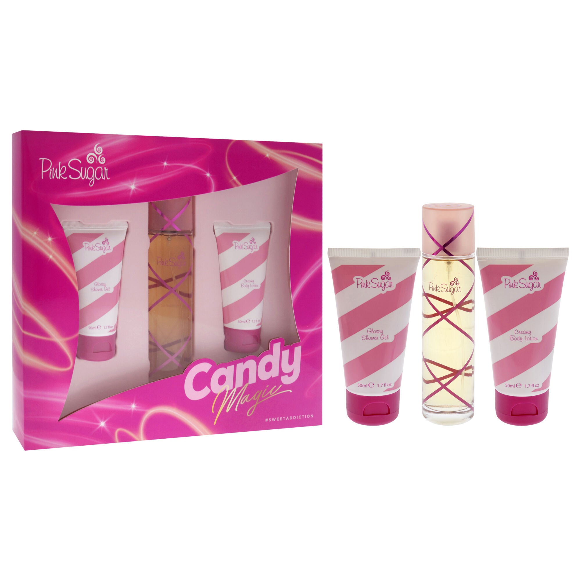 Pink Sugar Candy Magic by Aquolina for Women - 3 Pc Gift Set 3.4oz EDT Spray, 1.7oz Glossy Shower Gel, 1.7oz Creamy Body Lotion, See Description, alternate image number 2