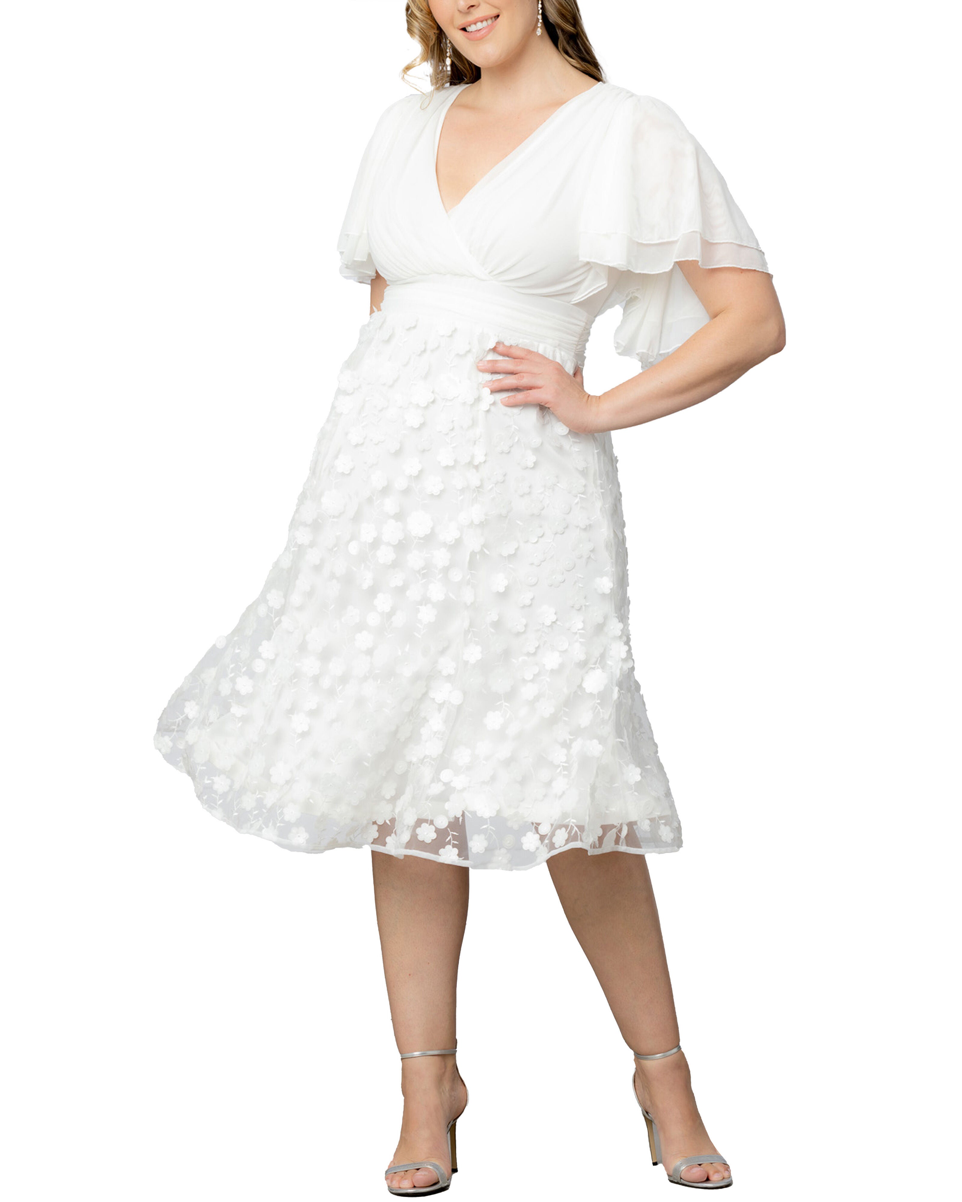 Pretty Petals Mesh Cocktail Dress, IVORY BLOSSOMS / Ivory, hi-res image number 0