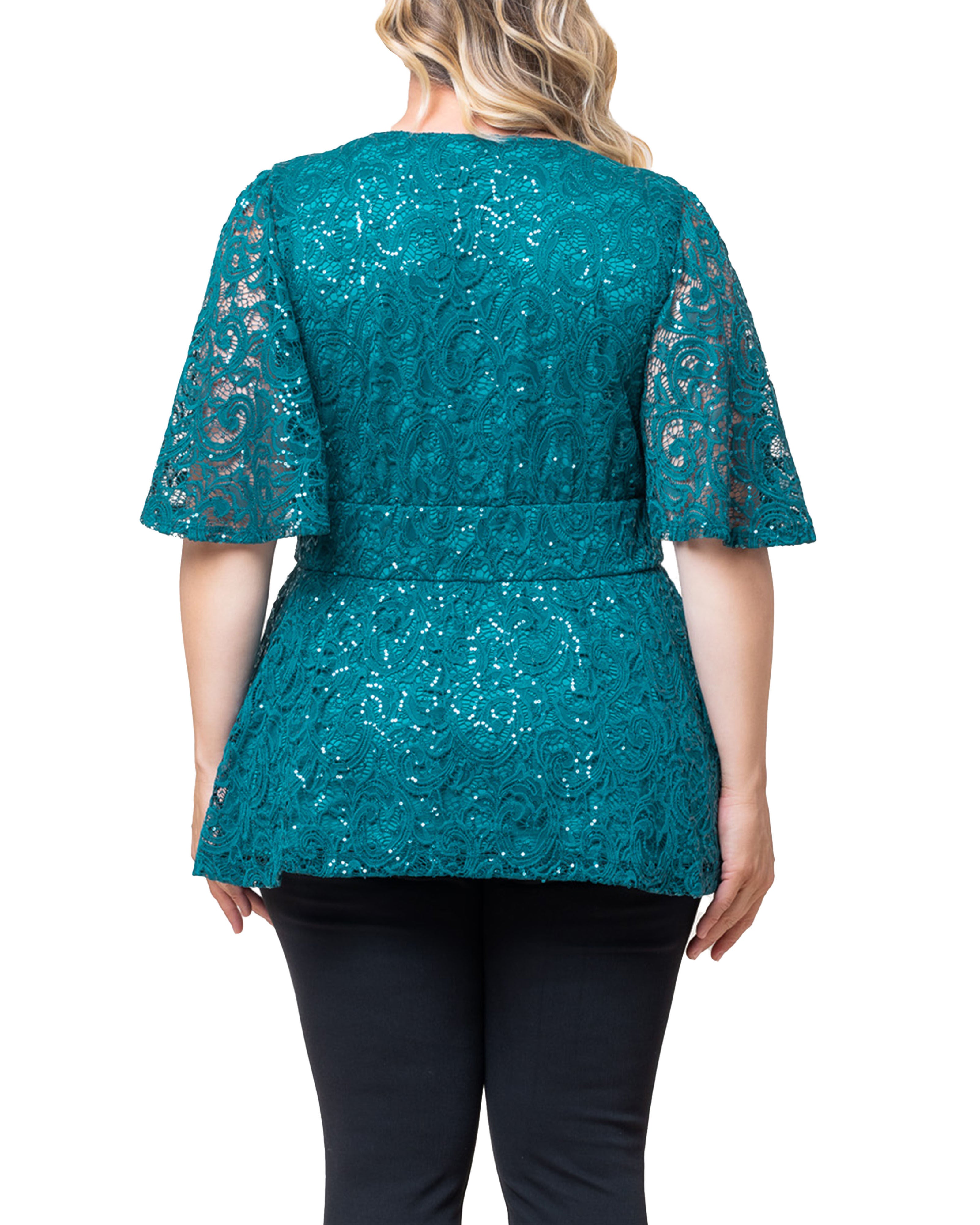 Stardust Sequin Lace Top, TEAL TOPAZ / Teal, alternate image number 1