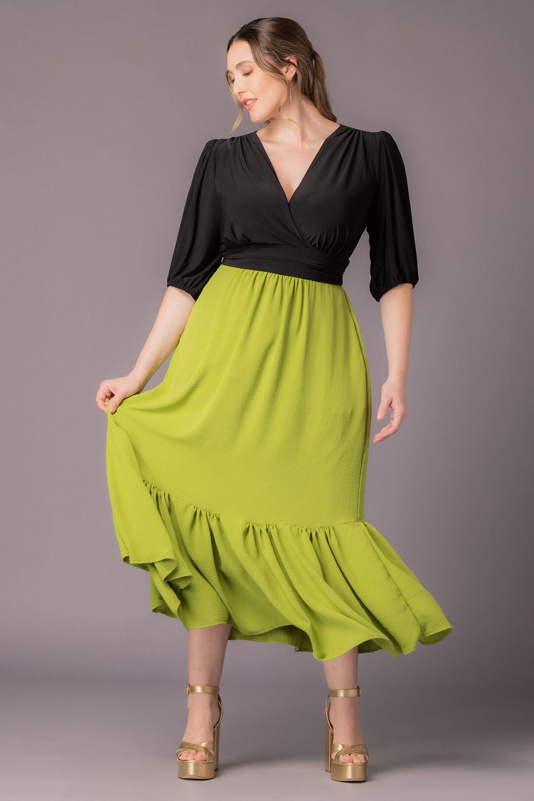 Danica Maxi Dress, Limelight / Black, alternate image number 5