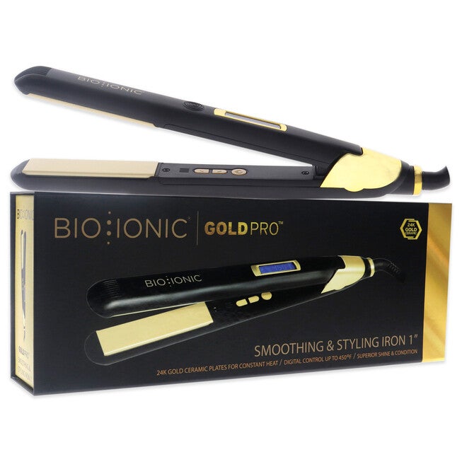 Gold Pro Smoothing and Styliing Iron - Z-GPT-SM-1.0 by Bio Ionic for Women - 1 Inch Flat Iron, , alternate image number null