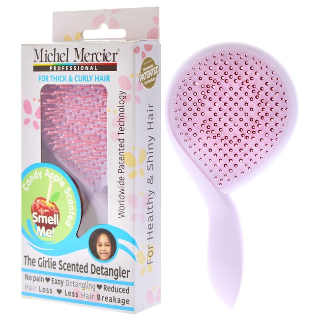 The Girlie Scented Detangler Brush Candy Apple Thick and Curly Hair - Purple-Pink by Michel Mercier for Women - 1 Pc Hair Brush, See Description, alternate image number null
