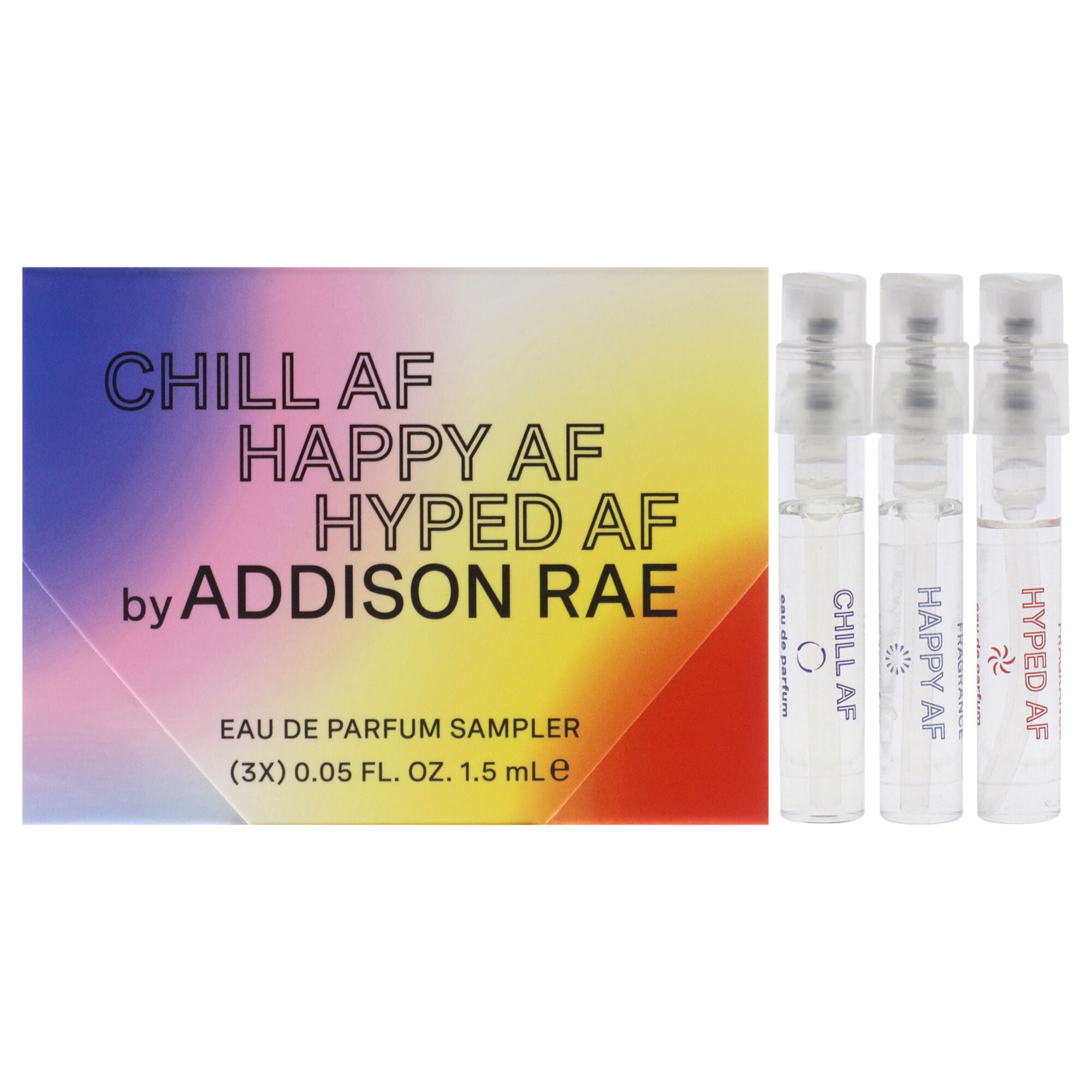 Addison Rae Set by Addison Rae for Women - 3 Pc Gift Set 0.05oz Chill Af EDP Spray, 0.05oz Happy Af EDP Spray, 0.05oz Hyped AF EDP Spray, See Description, hi-res image number 0