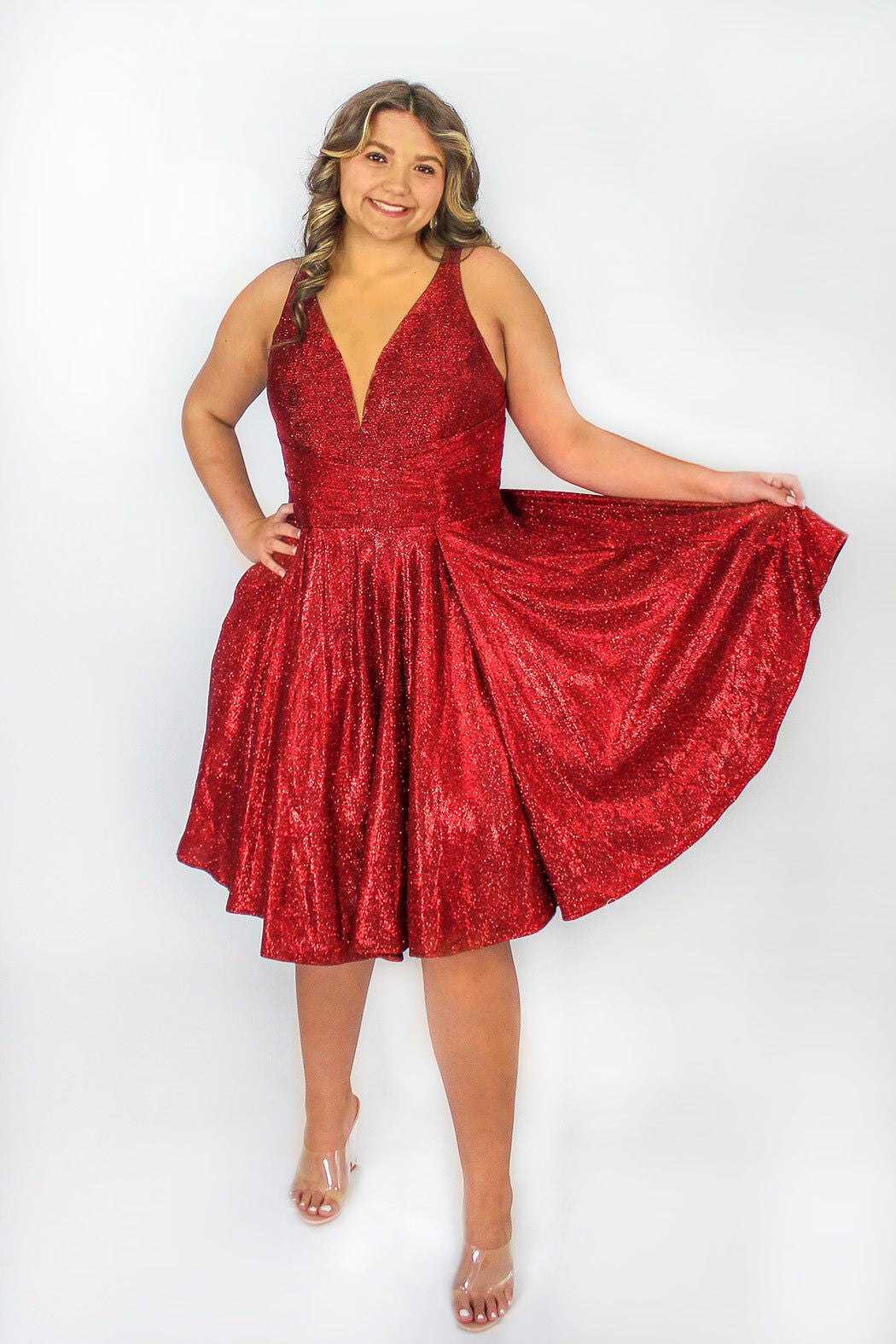 SPARKLE FEVER PARTY DRESS, Red / Red, hi-res image number 0