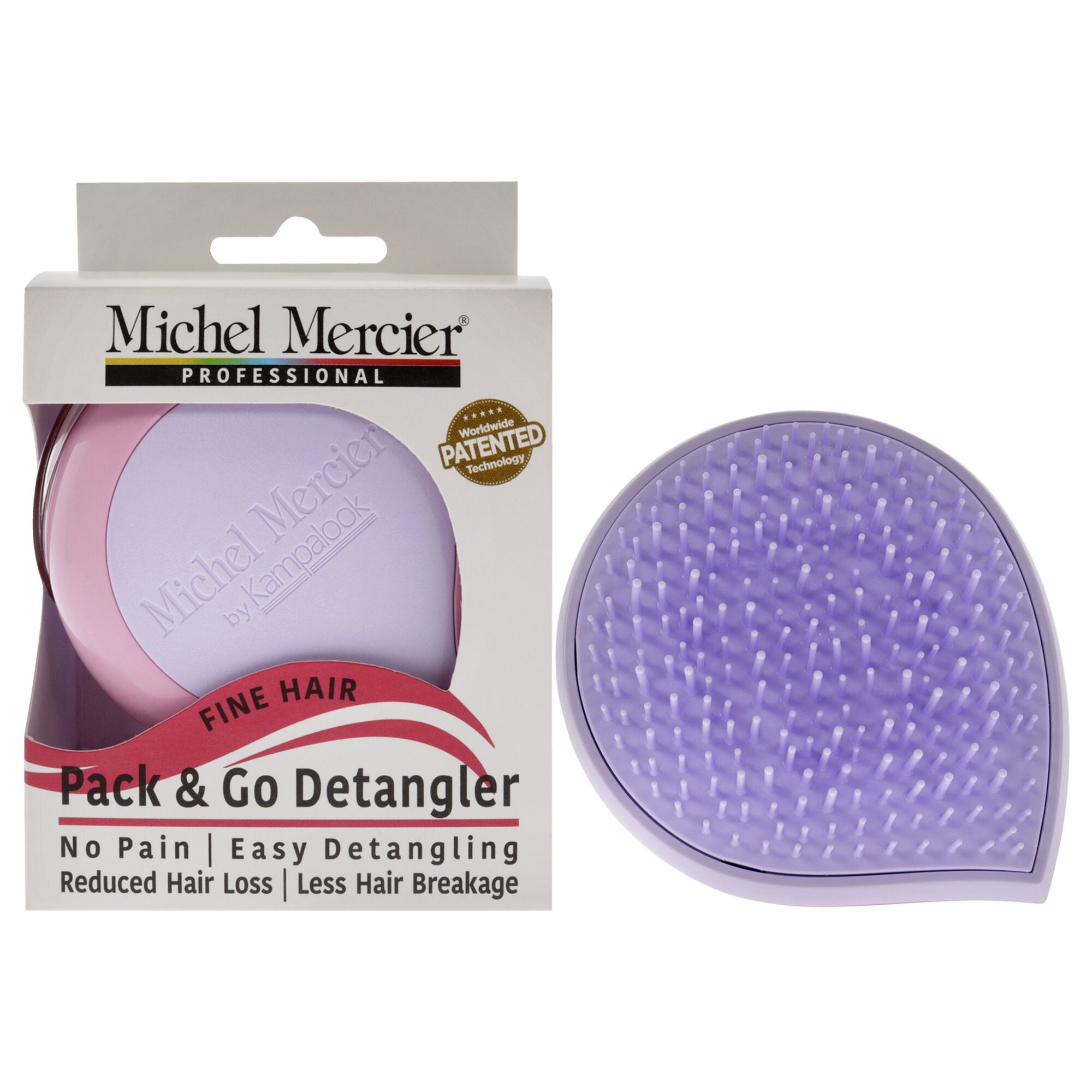 Pack and Go Detangler Fine Hair - Purple-Pink by Michel Mercier for Unisex - 1 Pc Hair Brush, See Description, hi-res image number 0