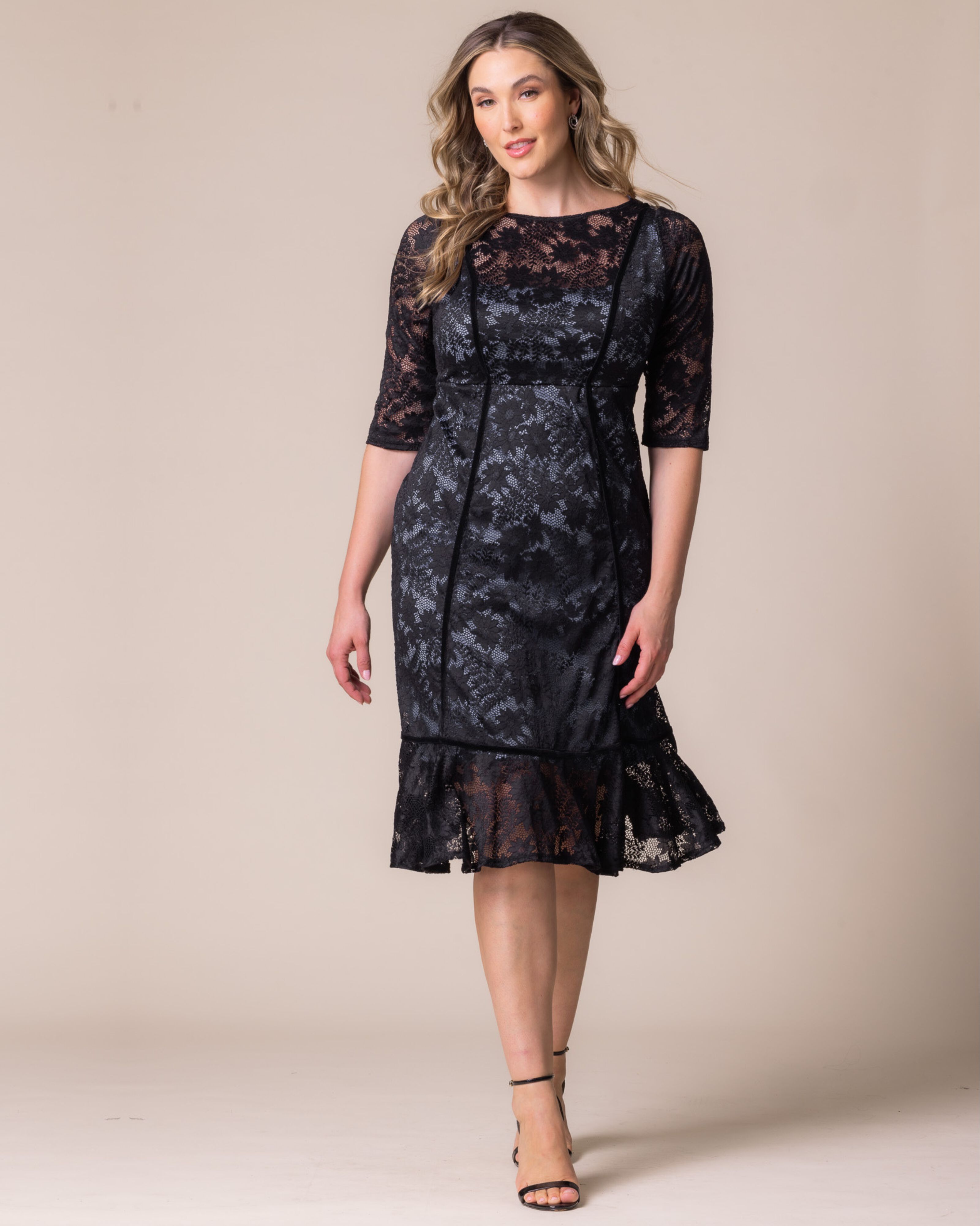 HAMPTON LACE COCKTAIL DRESS, SHADOWED STREAM / Black, alternate image number 4