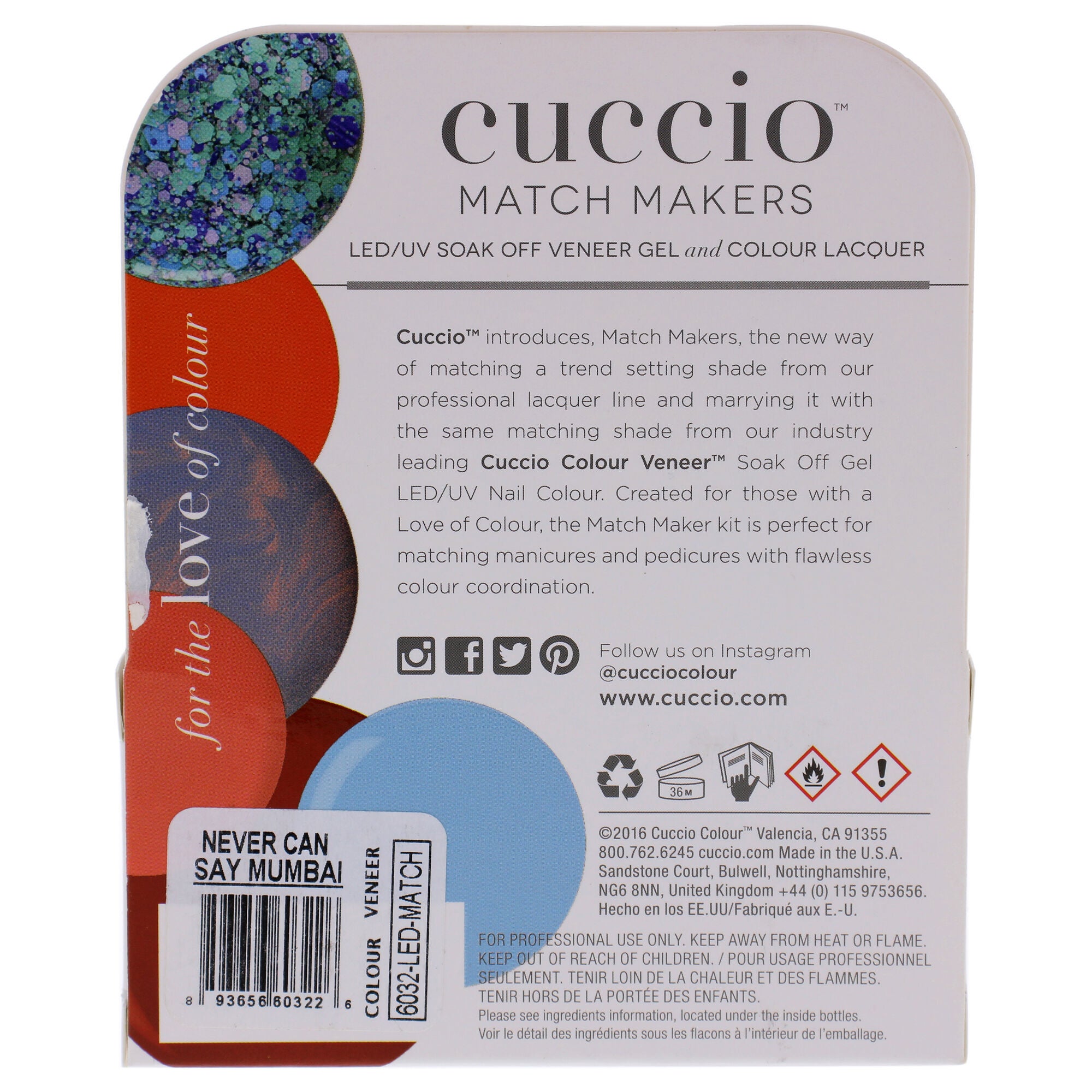 Match Makers Set - Never Can Say Mumbai by Cuccio Colour for Women - 2 Pc 0.44oz Veneer Soak Of Gel Nail Polish, 0.43oz Colour Nail Polish, See Description, alternate image number 1
